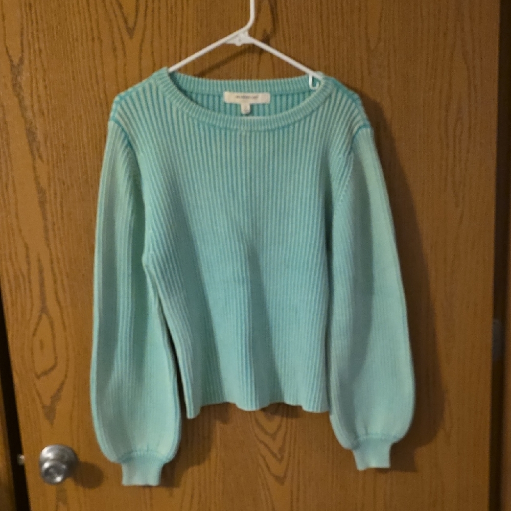 Blue Velvet Green Mineral Washed Women's Crew Neck Sweater